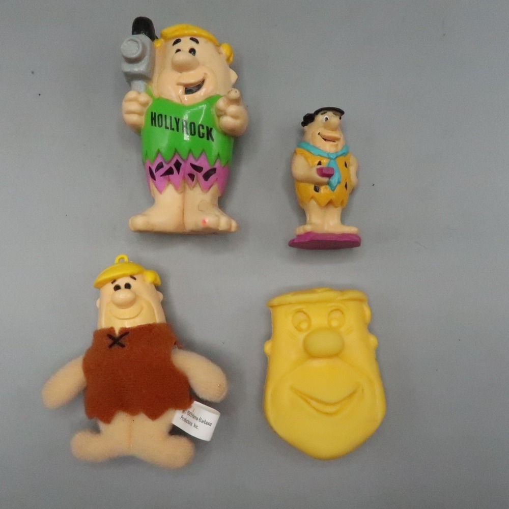 Vintage Freed and Barney Flinstone PVC Plastic Figure 2-3" Hollyrock Lot of 4